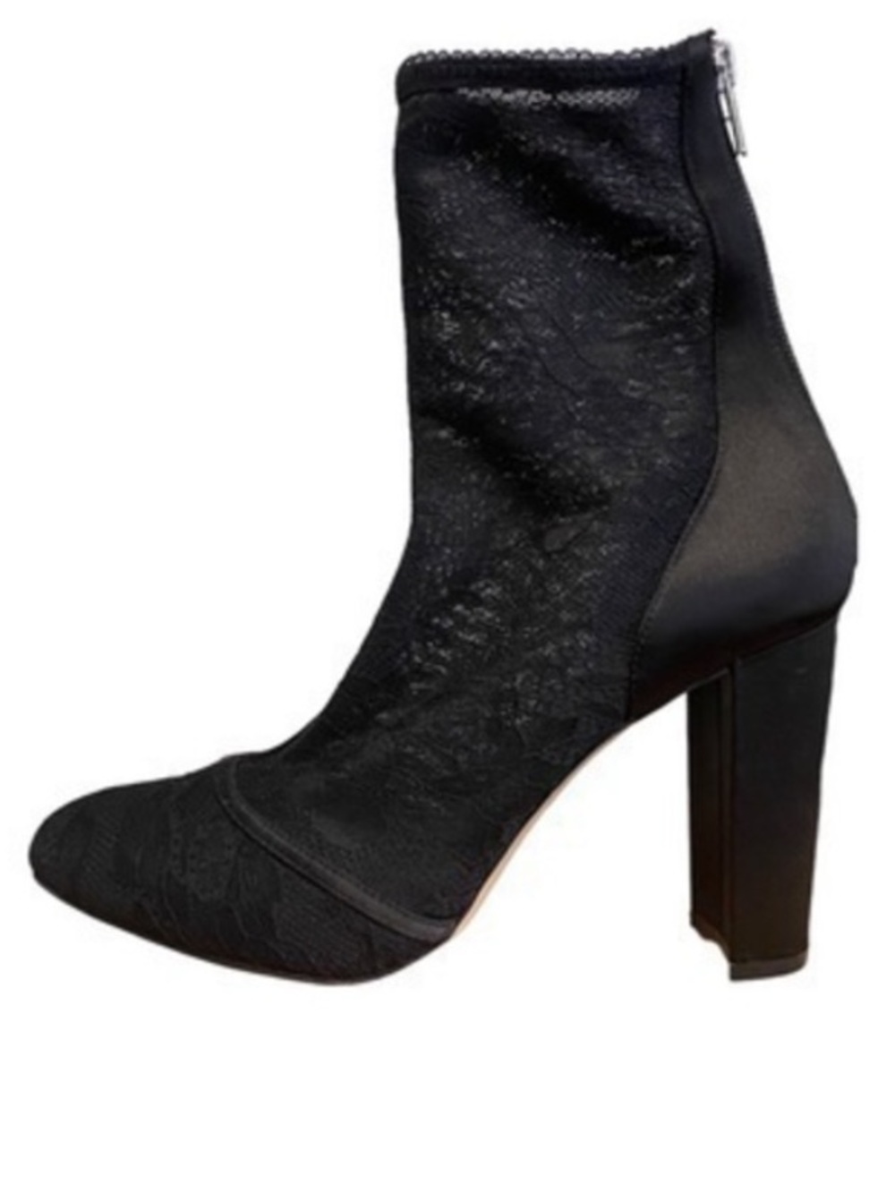 Women's Black Lace Heeled Boots Sultana bootie from Jewel Badgley Mischka
